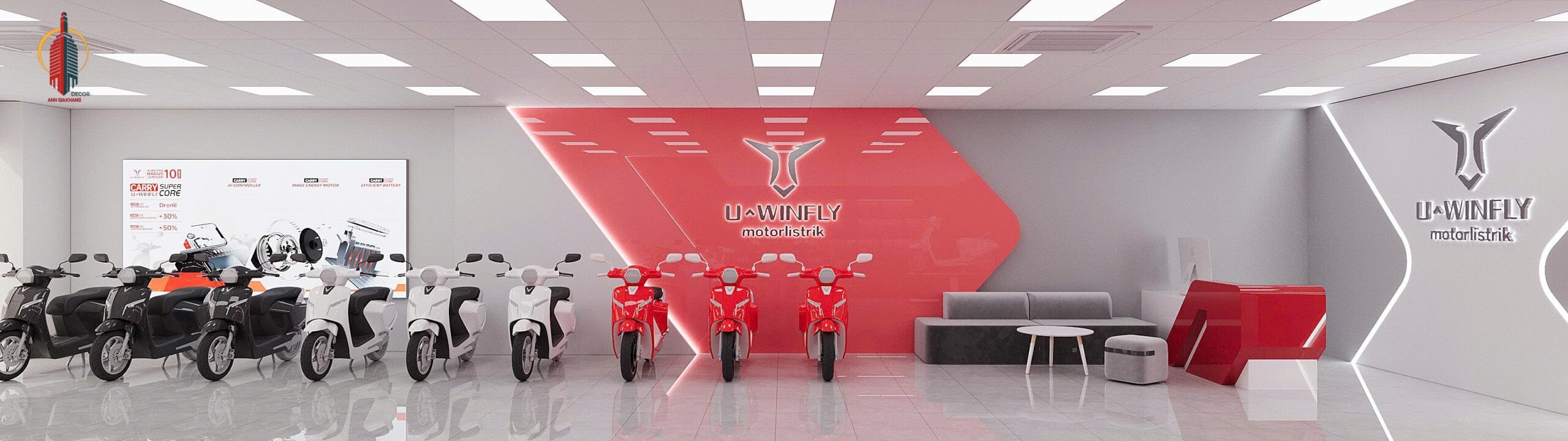 Thiết kế thi công cửa hàng xe điện chuyên nghiệp bởi Anh Gia Khang