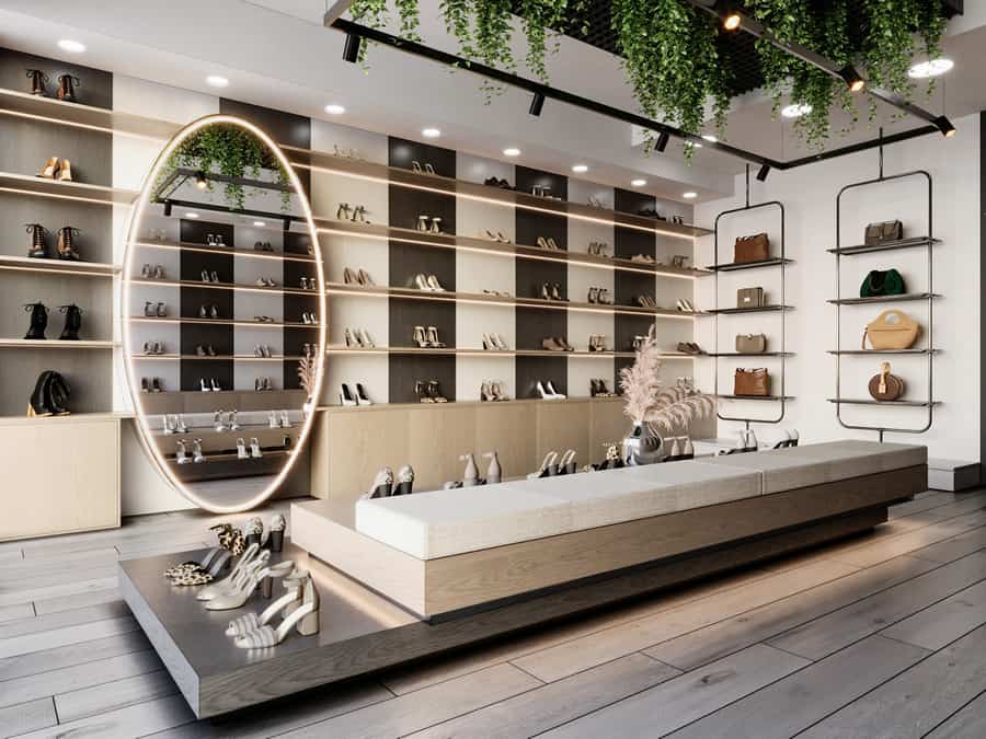 由安家康集團提供的現代鞋店裝修設計方案.
