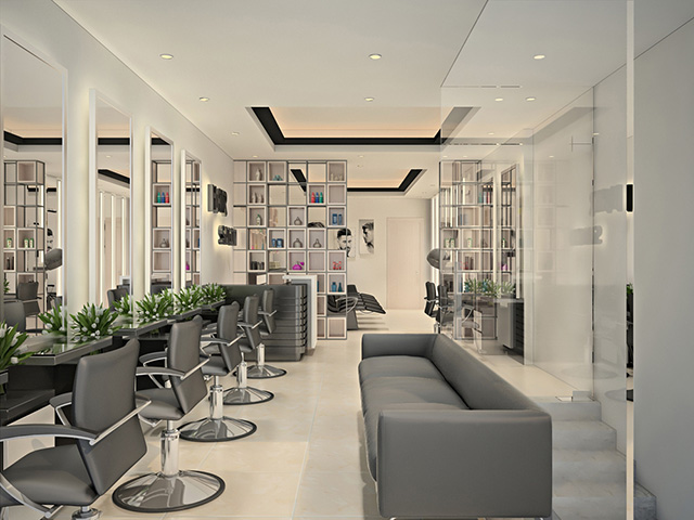 modern professional hair salon interior design by anh gia khang group.